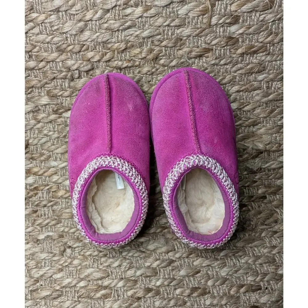 Kids UGG Tasman II Slipper - Pink Bloom Suede Girls Size 8 US Comfort